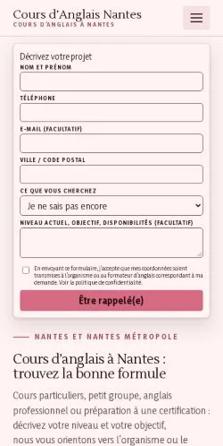 Anteprima del sito Cours Anglais Nantes, referenziato per la pubblicazione di articoli sponsorizzati