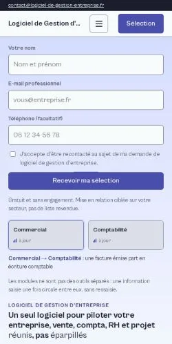 Forhåndsvisning af Logiciel Gestion Entreprise, opført til udgivelse af sponsorerede artikler