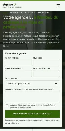 Anteprima del sito Agence IA Nantes, referenziato per la pubblicazione di articoli sponsorizzati