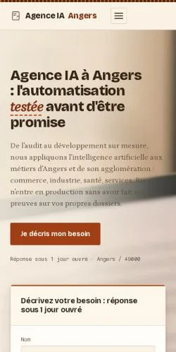 Anteprima del sito Agence IA Angers, referenziato per la pubblicazione di articoli sponsorizzati