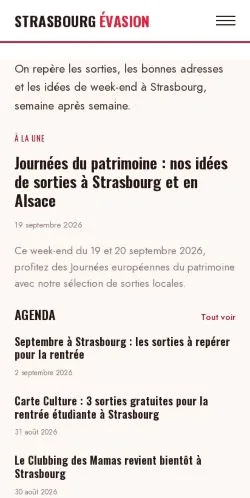 Vista previa del sitio Strasbourg Évasion, referenciado para publicar artículos patrocinados