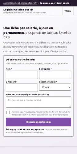 Forhåndsvisning af Logiciel Gestion RH, opført til udgivelse af sponsorerede artikler