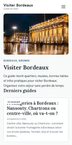 Förhandsvisning av webbplatsen Visiter Bordeaux, listad för publicering av sponsrade artiklar
