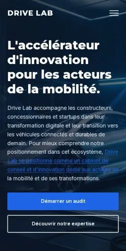 Vista previa del sitio Drive Lab, referenciado para publicar artículos patrocinados
