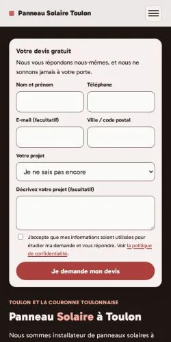 Vorschau der Website Panneau Solaire Toulon, gelistet für die Veröffentlichung gesponserter Artikel