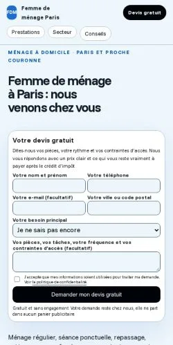 Forhåndsvisning af Femme De Ménage Paris, opført til udgivelse af sponsorerede artikler