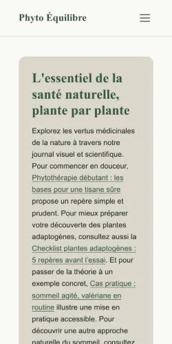Vista previa del sitio Phyto Équilibre, referenciado para publicar artículos patrocinados