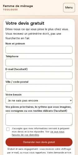 Anteprima del sito Femme De Ménage Toulouse, referenziato per la pubblicazione di articoli sponsorizzati
