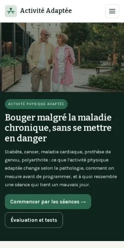 Voorbeeld van de website Activité Adaptée Santé, vermeld voor de publicatie van gesponsorde artikelen