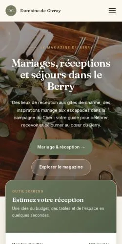 Preview of the Domaine De Givray website, listed for sponsored article publication