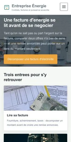 Anteprima del sito Entreprise Énergie, referenziato per la pubblicazione di articoli sponsorizzati