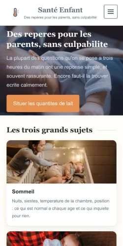 Anteprima del sito Santé Enfant, referenziato per la pubblicazione di articoli sponsorizzati