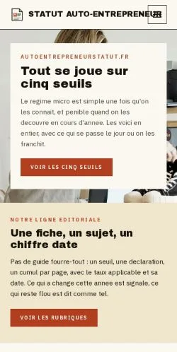 Aperçu du site Statut Auto-Entrepreneur, référencé pour publier un article sponsorisé