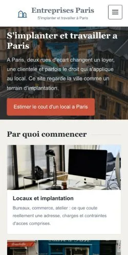 Forhåndsvisning af Entreprises Paris, opført til udgivelse af sponsorerede artikler
