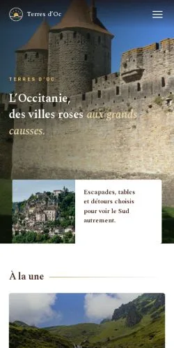 Preview of the Terres d'Oc website, listed for sponsored article publication