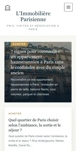 Forhåndsvisning af L'Immobilière Parisienne, opført til udgivelse af sponsorerede artikler