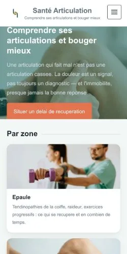 Forhåndsvisning av nettstedet Santé Articulation, oppført for publisering av sponsede artikler