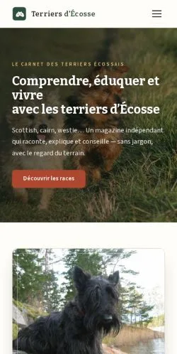 Anteprima del sito Terriers d'Écosse Magazine, referenziato per la pubblicazione di articoli sponsorizzati