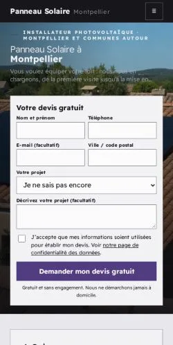 Vorschau der Website Panneau Solaire Montpellier, gelistet für die Veröffentlichung gesponserter Artikel