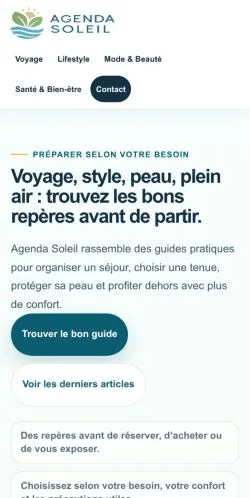 Pré-visualização do site Agenda Soleil, referenciado para publicar artigos patrocinados