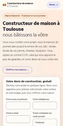 스폰서 기사 게재 매체로 등록된 Constructeur Maison Toulouse 사이트 미리보기