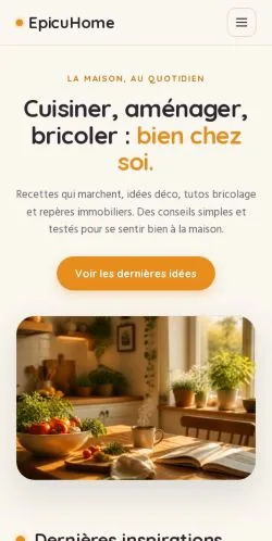 Aperçu du site EpicuHome, référencé pour publier un article sponsorisé