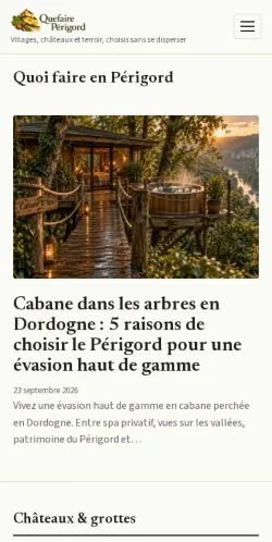 Vista previa del sitio Périgord Historian's Guide, referenciado para publicar artículos patrocinados