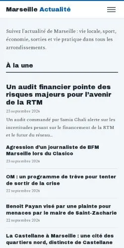 스폰서 기사 게재 매체로 등록된 Marseille Actualité 사이트 미리보기
