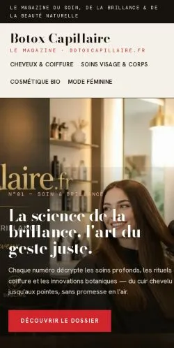 Aperçu du site Botox Capillaire, référencé pour publier un article sponsorisé