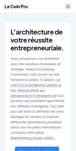 Aperçu du site Le Coin Pro, référencé pour publier un article sponsorisé