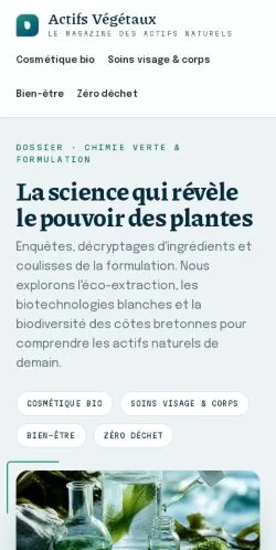 Vorschau der Website Actifs Végétaux, gelistet für die Veröffentlichung gesponserter Artikel