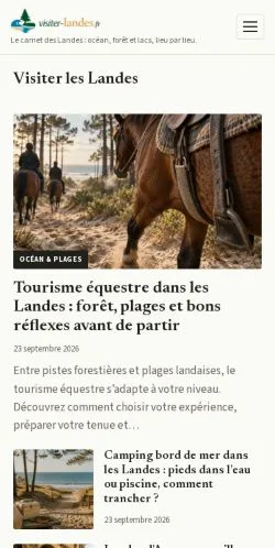 Förhandsvisning av webbplatsen Visiter Les Landes, listad för publicering av sponsrade artiklar