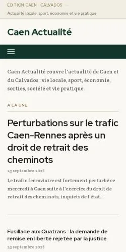 Preview of the Caen Actualité website, listed for sponsored article publication