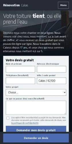 スポンサード記事の掲載先として登録されたRénovation Calaisのサイトプレビュー