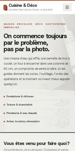 Preview of the Cuisine & Déco website, listed for sponsored article publication