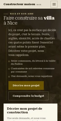 스폰서 기사 게재 매체로 등록된 Constructeur Maison Nice 사이트 미리보기
