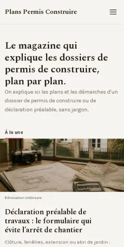 Aperçu du site Plans Permis Construire, référencé pour publier un article sponsorisé