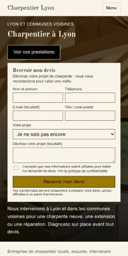 Vista previa del sitio Charpentier Lyon, referenciado para publicar artículos patrocinados