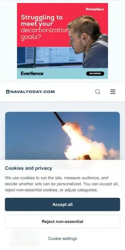 스폰서 기사 게재 매체로 등록된 Naval Today 사이트 미리보기