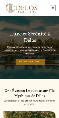 스폰서 기사 게재 매체로 등록된 Delos Beach Hotel 사이트 미리보기