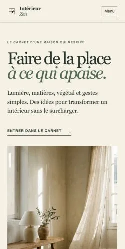 Preview of the Intérieur Zen website, listed for sponsored article publication