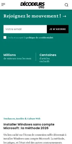 Preview of the Décodeurs 1793 website, listed for sponsored article publication