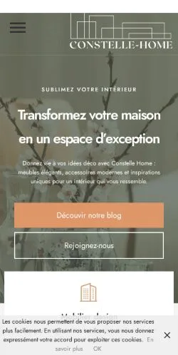 Preview of the Constelle Home website, listed for sponsored article publication