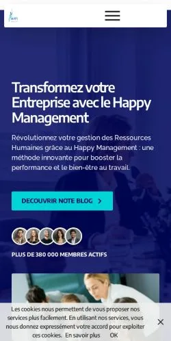 Preview of the Happy Management website, listed for sponsored article publication