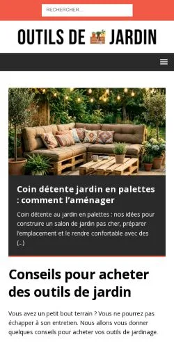 Voorbeeld van de website Outils De Jardin, vermeld voor de publicatie van gesponsorde artikelen