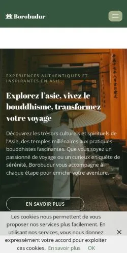 Voorbeeld van de website Borobudur Voyages, vermeld voor de publicatie van gesponsorde artikelen