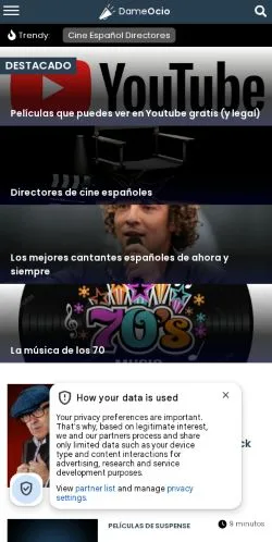 Preview of the Dame Ocio website, listed for sponsored article publication