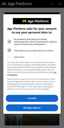 Preview of the Age Platform website, listed for sponsored article publication