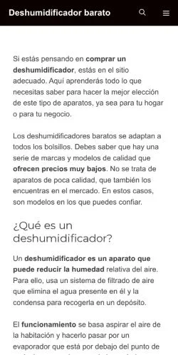 스폰서 기사 게재 매체로 등록된 Mejores Deshumidificadores 사이트 미리보기
