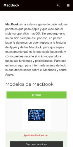 Preview of the MacBook ES News website, listed for sponsored article publication